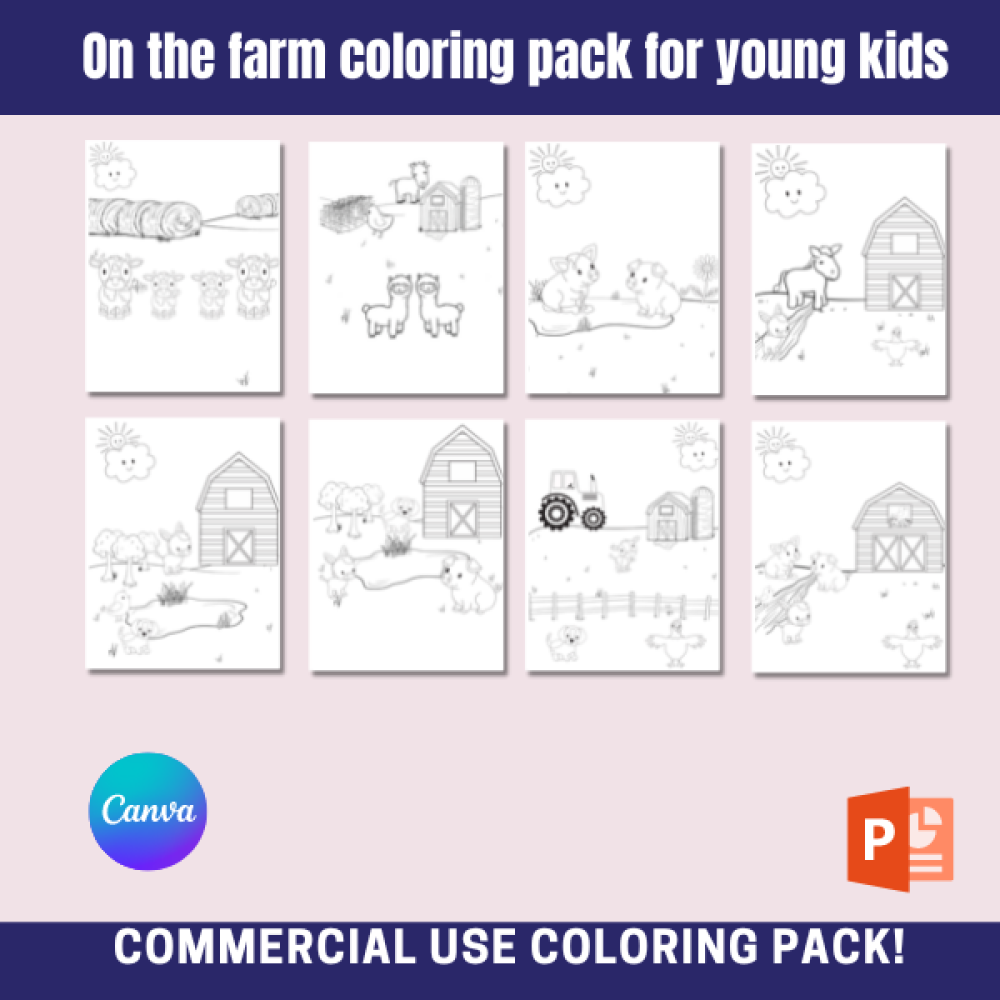 On the Farm- Farm animals and Friends Coloring Pack MRR