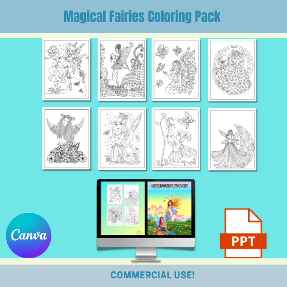 Magical Fairies Coloring Pack PLR