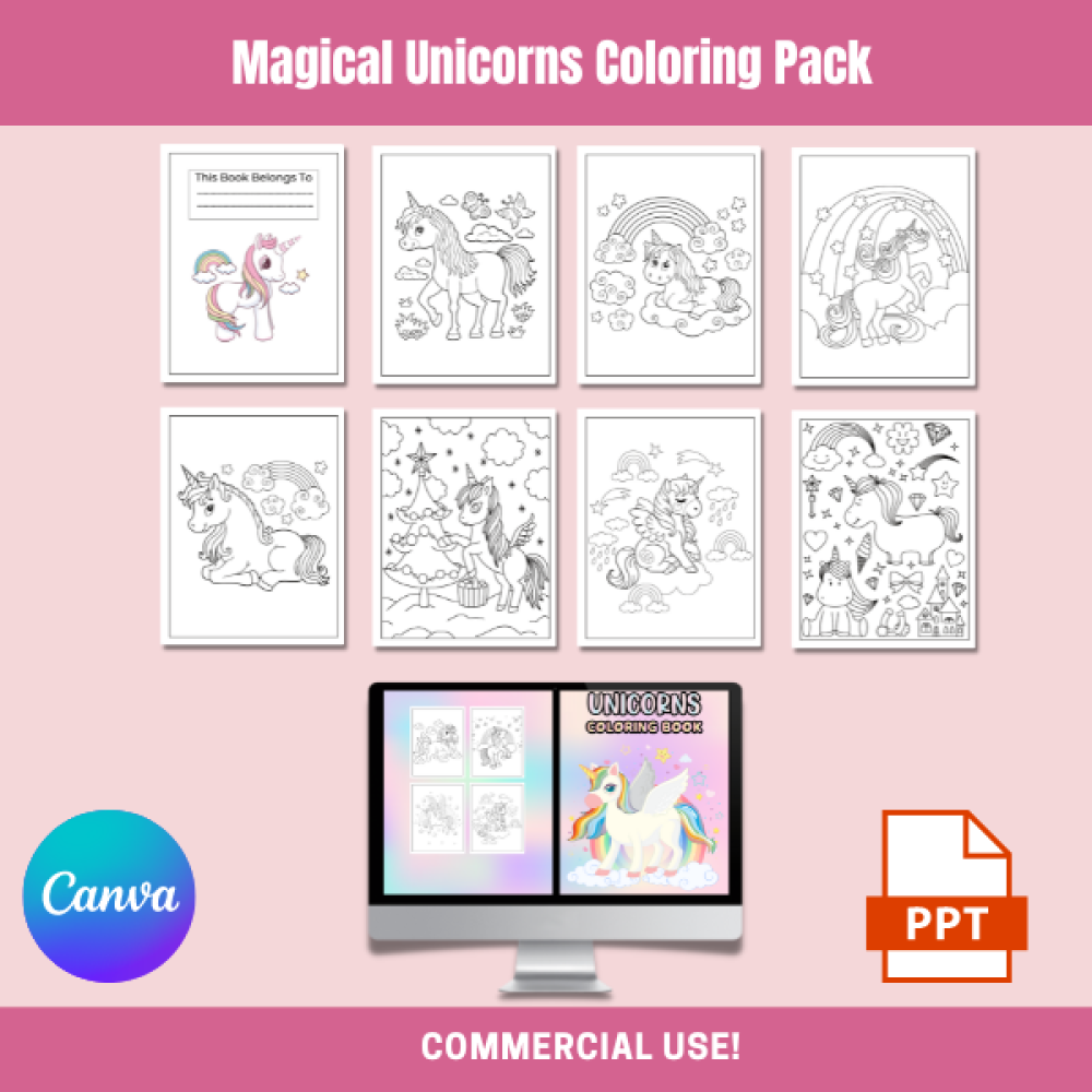 My Magical Unicorns Coloring Pack PLR