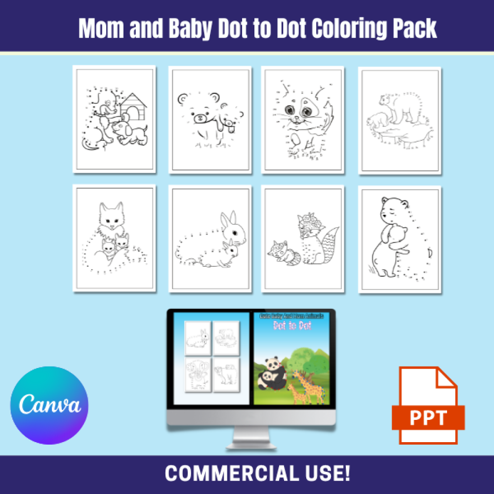 Mom and Baby Dot to Dot Coloring Pack
