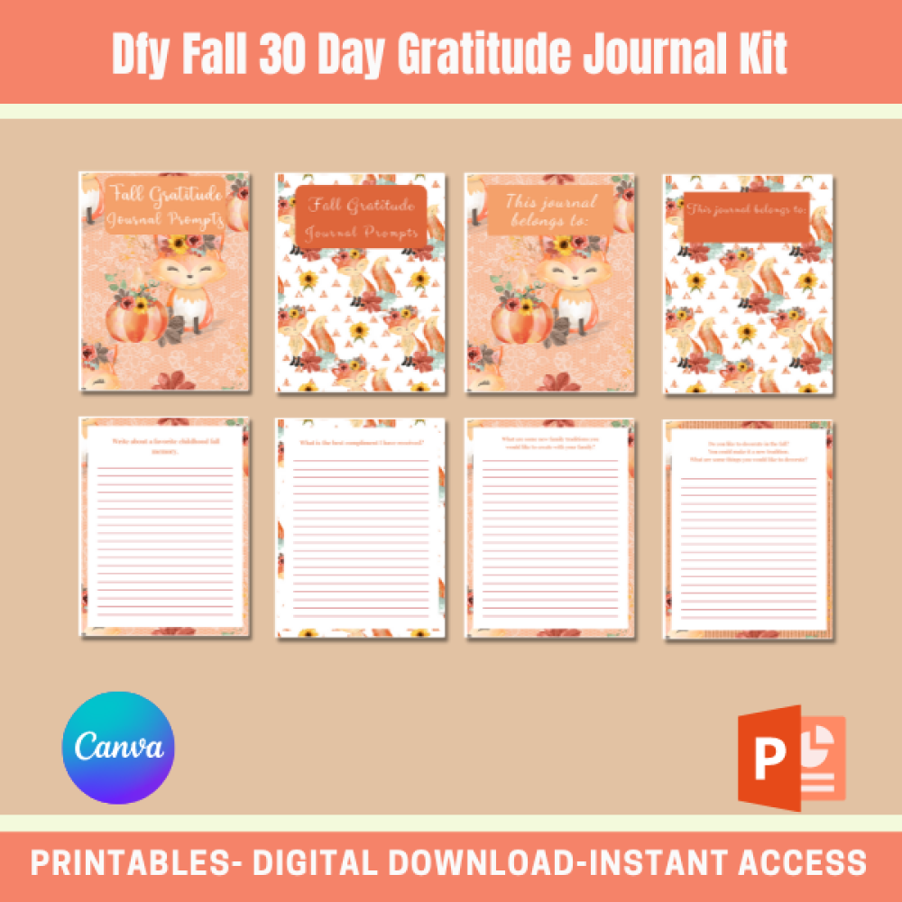 DFY Fall Gratitude 30 day Journal PLR Pack