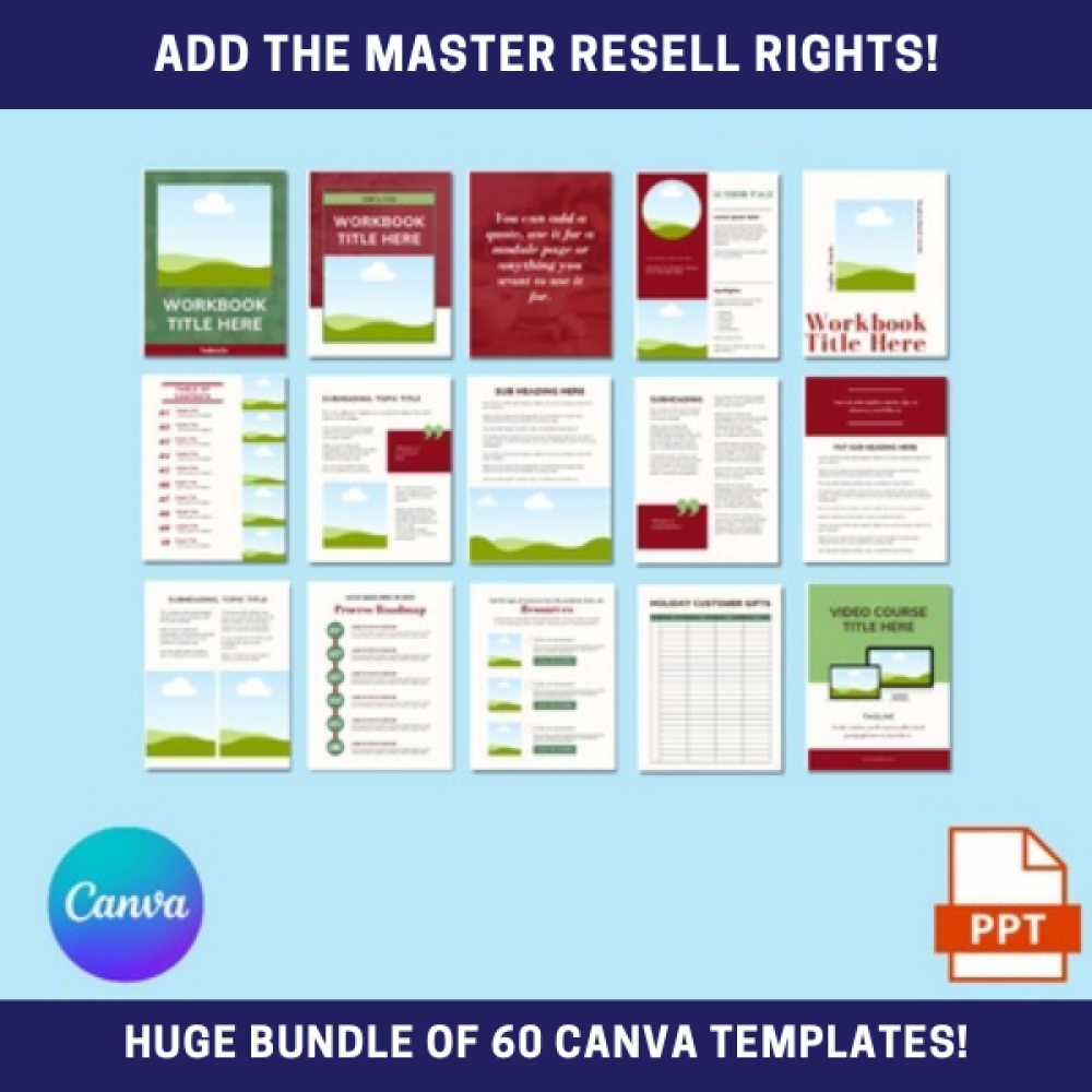 Add the Master Resell Rights to the  Minimalist Holiday Canva Template Set MRR