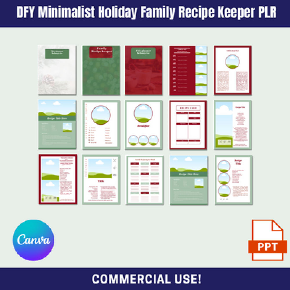 DFY Minimalist Family Recipe Keeper PLR