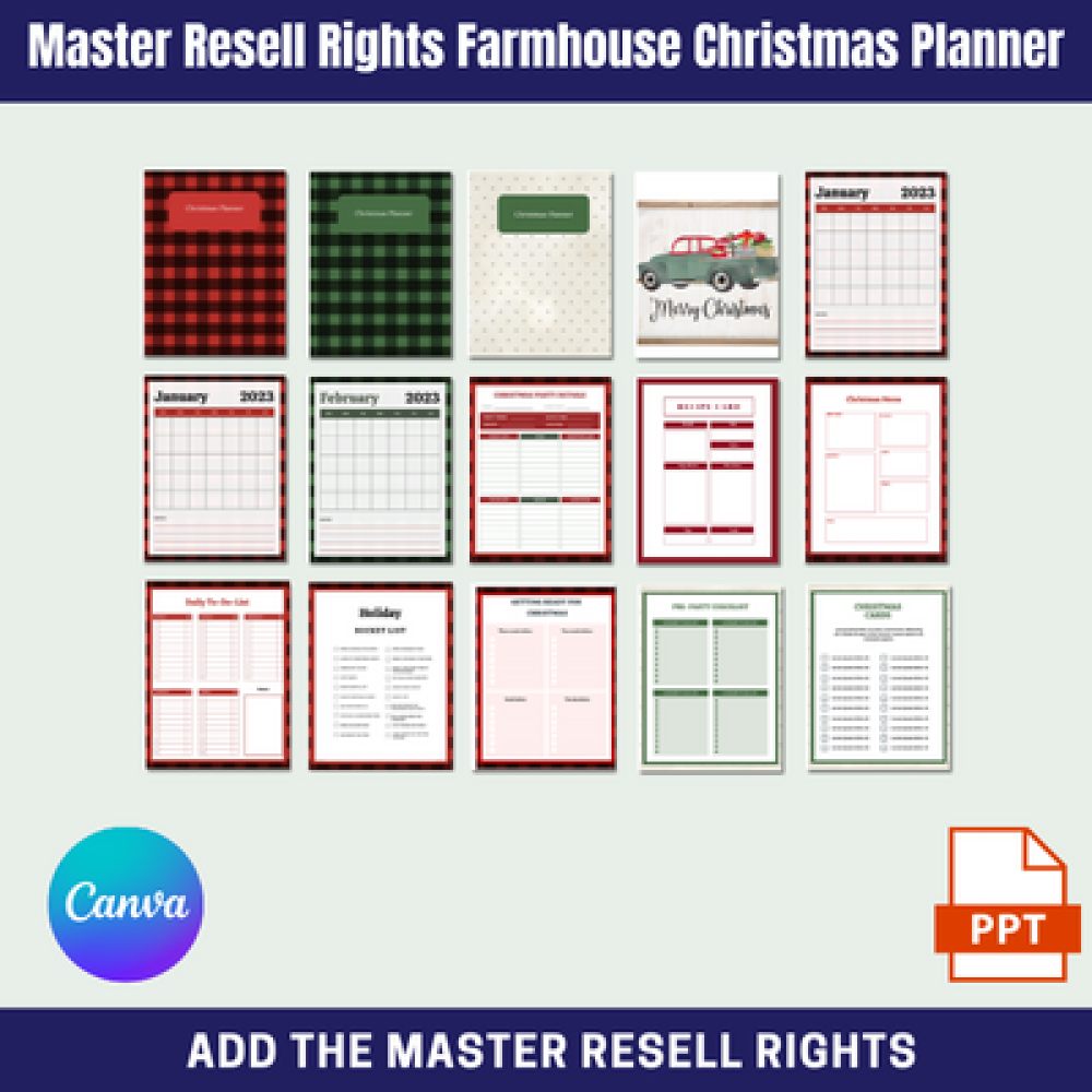 Master Resell Rights Farmhouse Christmas Planner