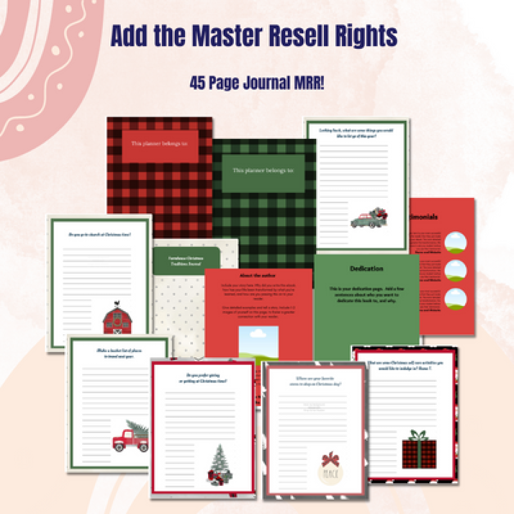 Master Resell Rights Christmas Family Traditions Journal MRR