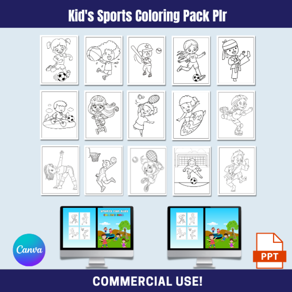 Kid's Sports Coloring Pack PLR