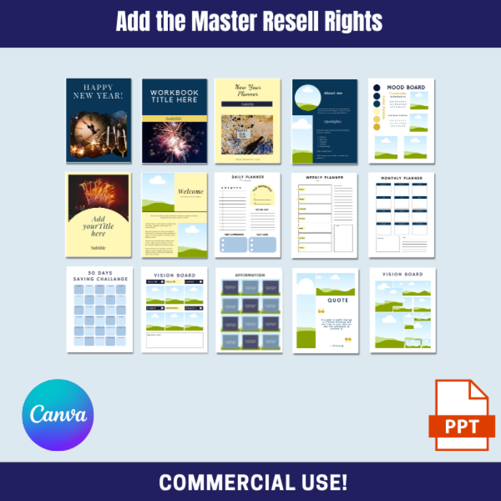 DFY New Year Planner Canva Templates MRR