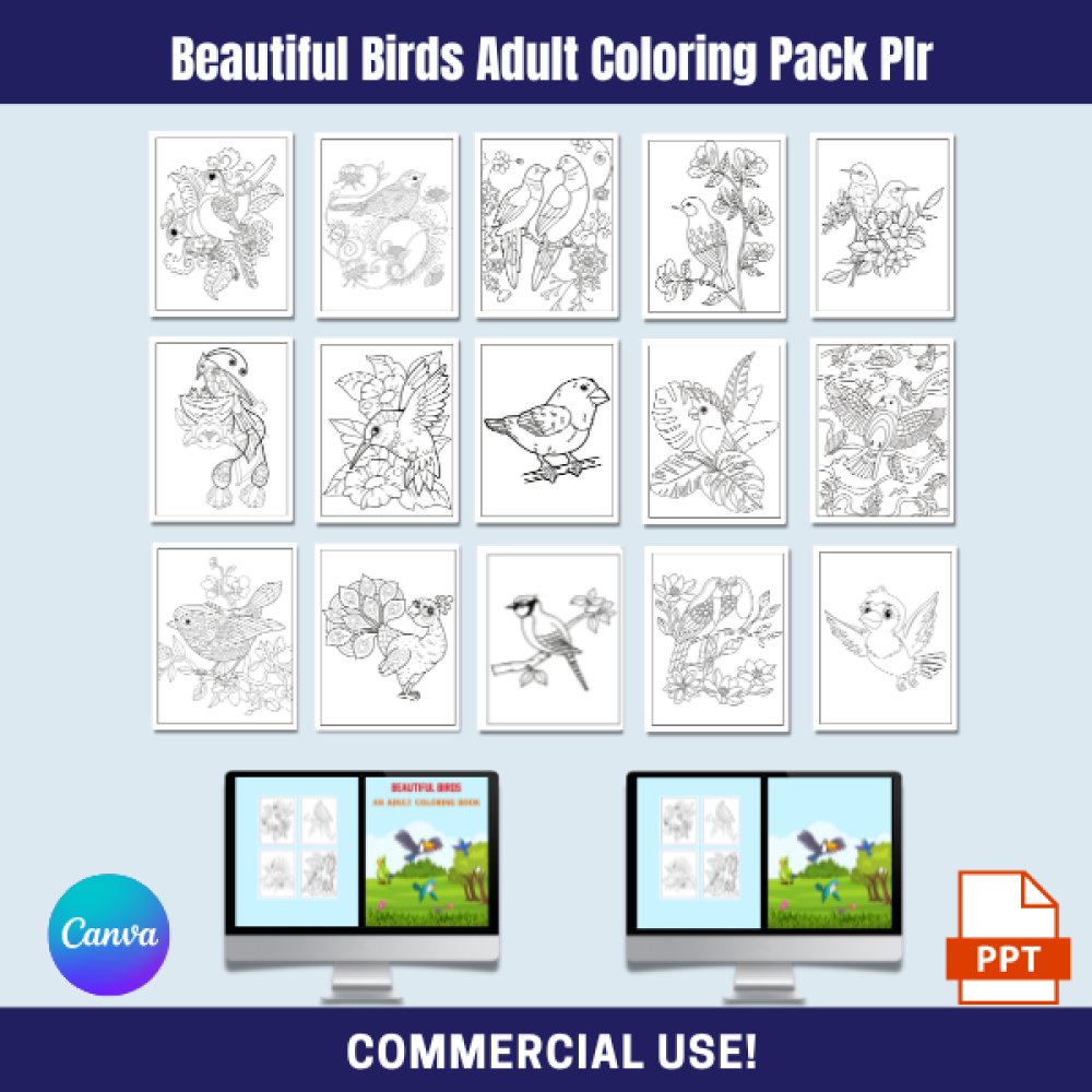 Beautiful Birds Coloring Pack PLR