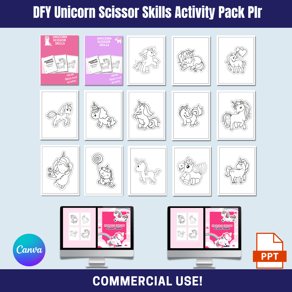DFY Unicorn Scissor Skills PLR