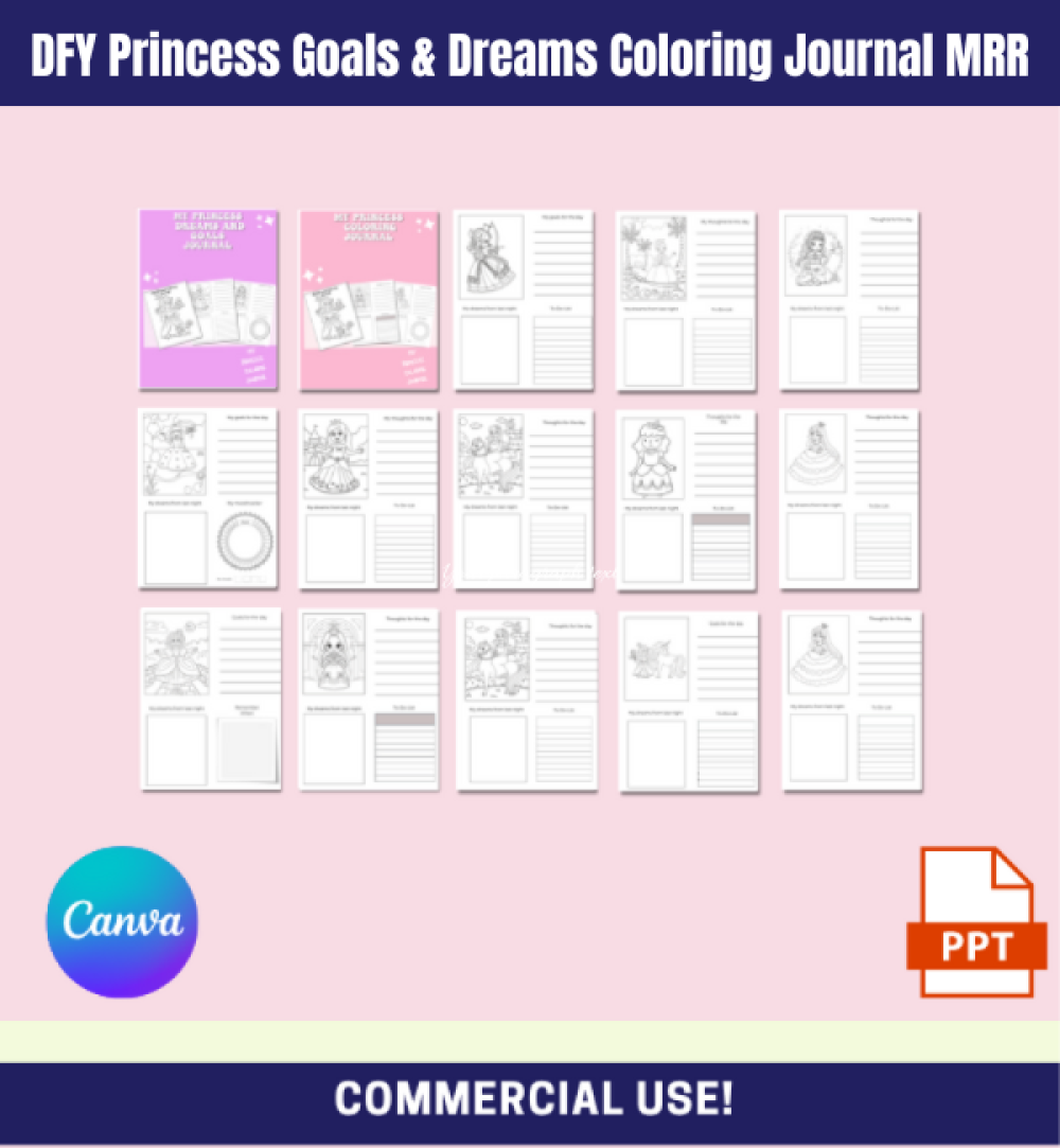 DFY My Princess Goals and Dreams Coloring Journal MRR