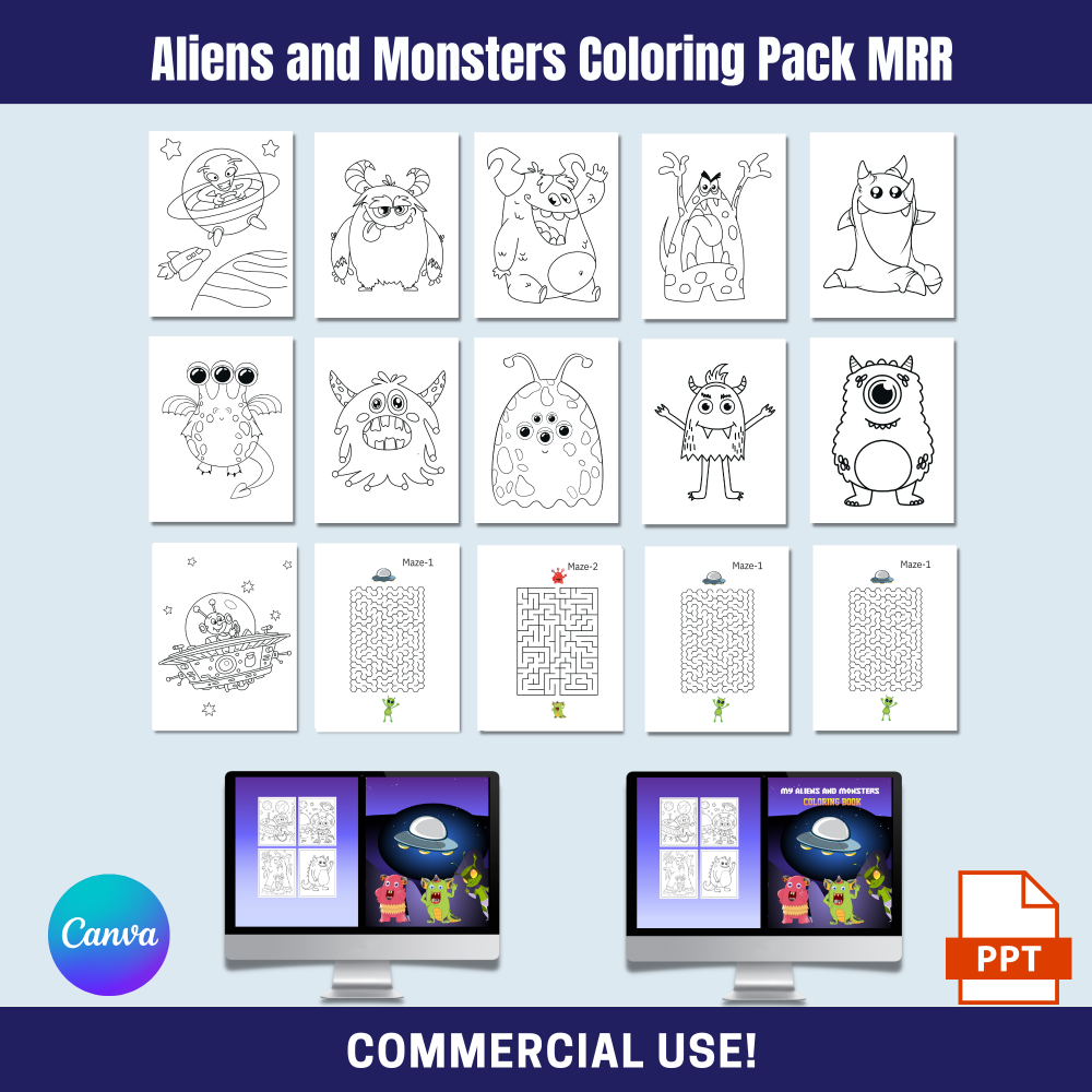 Aliens And Monsters Coloring and Maze Pack MRR