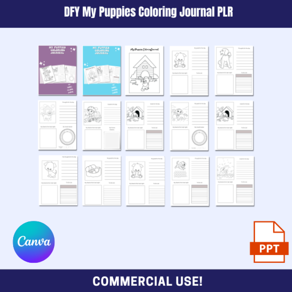 DFY My Puppies Coloring Journal PLR
