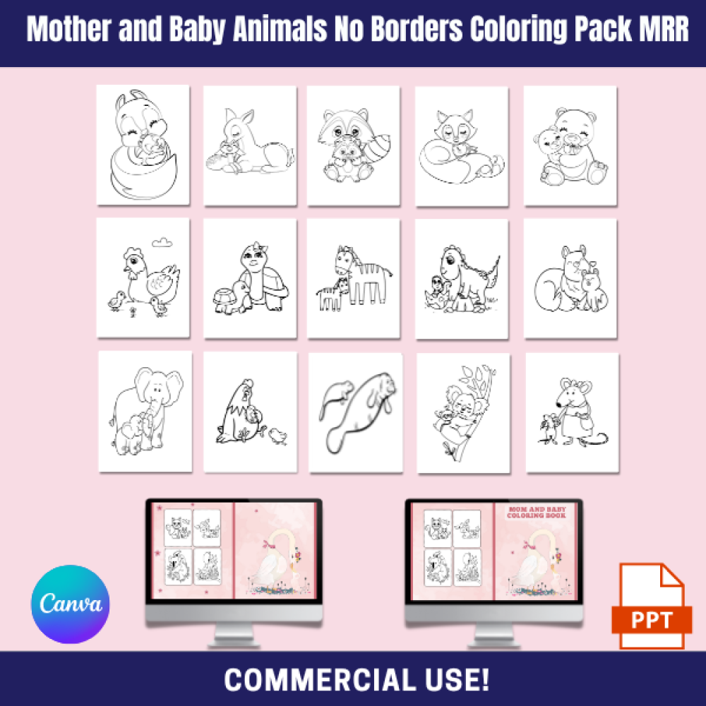 DFY Mom and Baby Animal Coloring Pack No Borders MRR