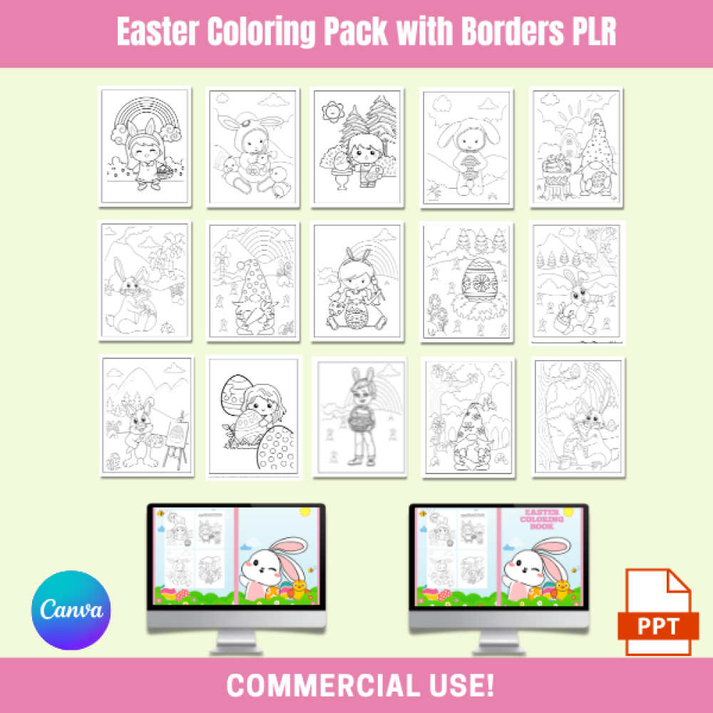 DFY Easter Coloring Pack with Borders PLR