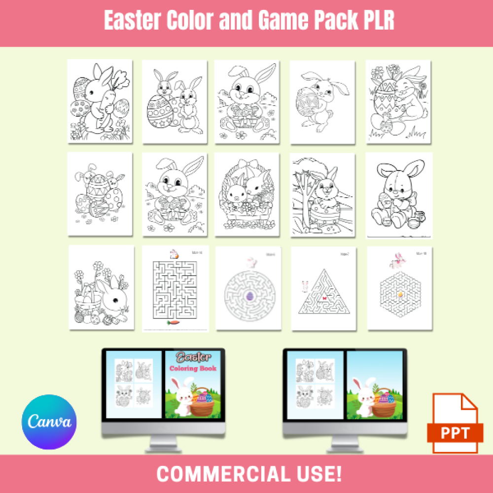 Easter Coloring and Game Pack 2 PLR
