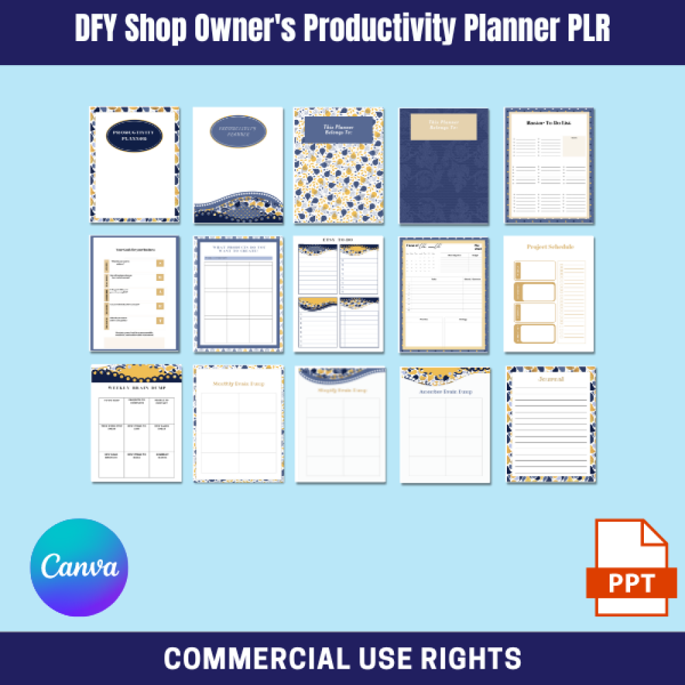 DFY Shop Owner's Productivity Planner/Journal Kit PLR