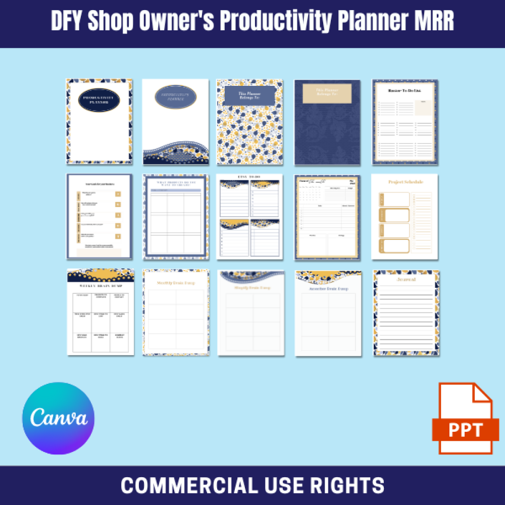 DFY Shop Owner's Productivity Planner/Journal Kit MRR