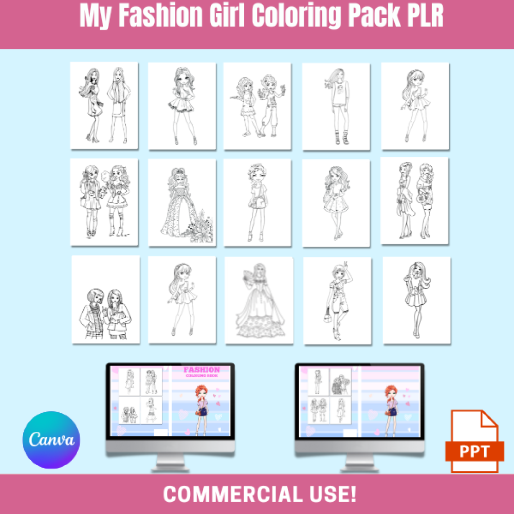 My Fashion Girls Coloring Pack PLR