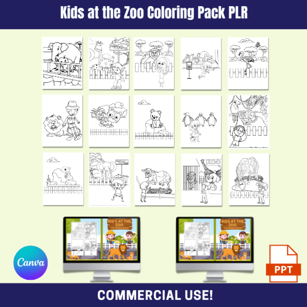 Kid's at the Zoo Coloring Pack PLR