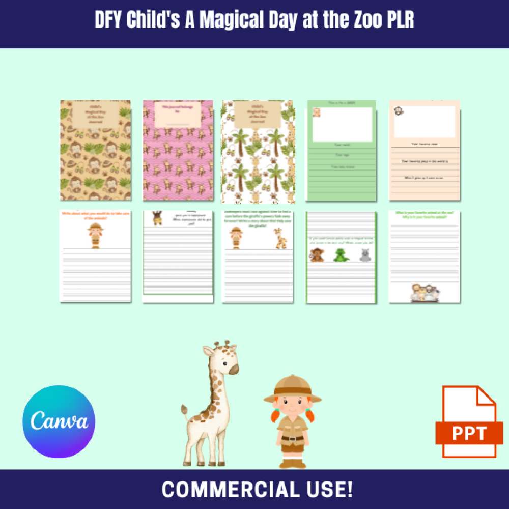 A DFY Child's Magical Day at the Zoo Journal PLR