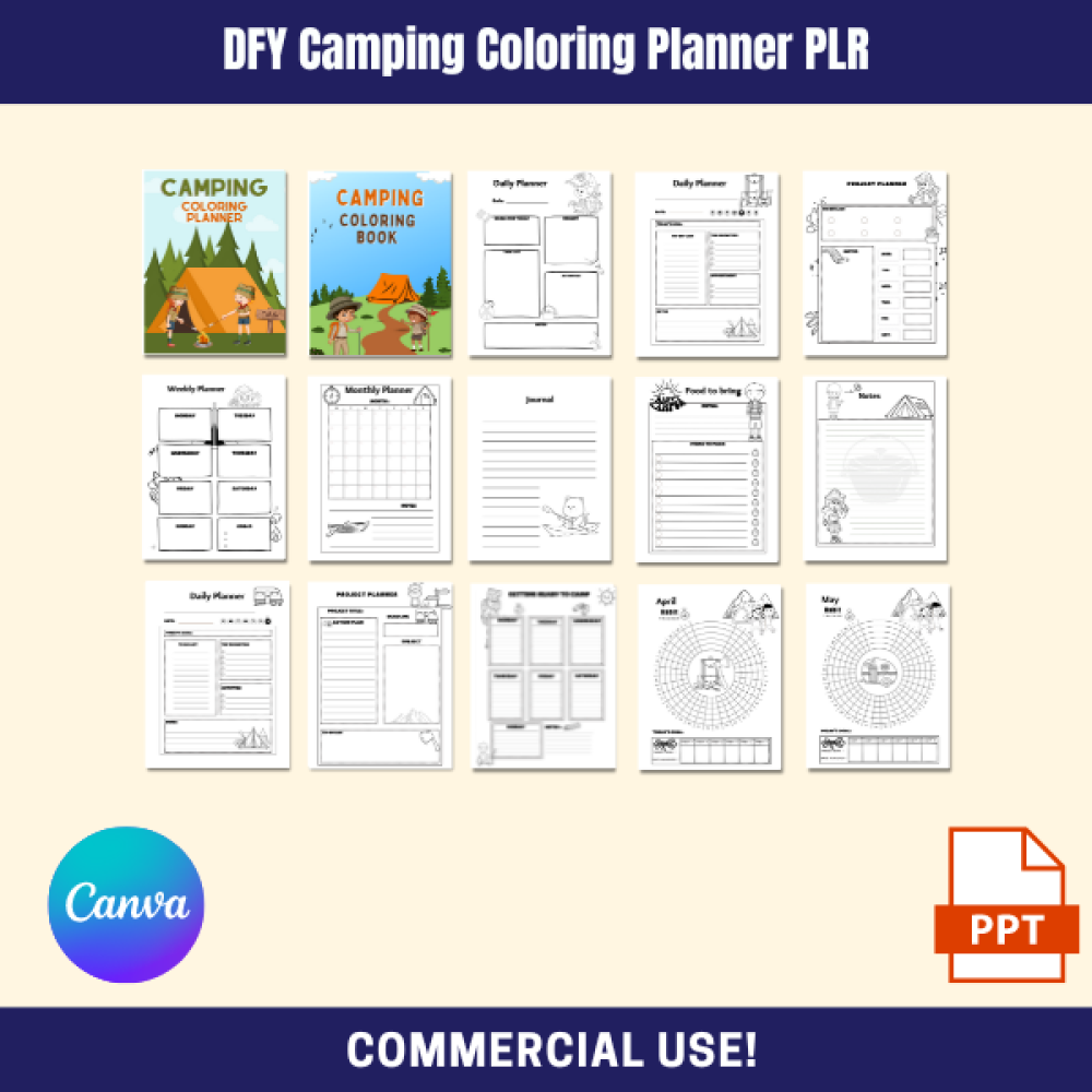 DFY Camping Coloring Planner PLR