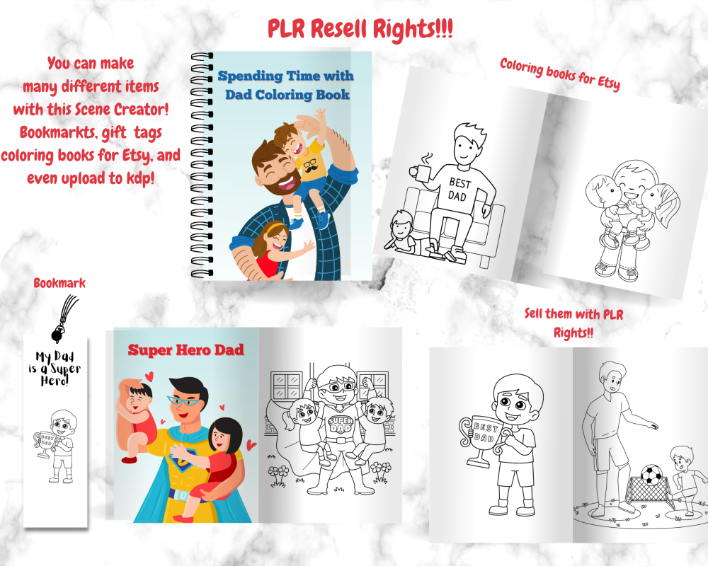 Scene Creator for Coloring Books - Father's Day Edition PLR