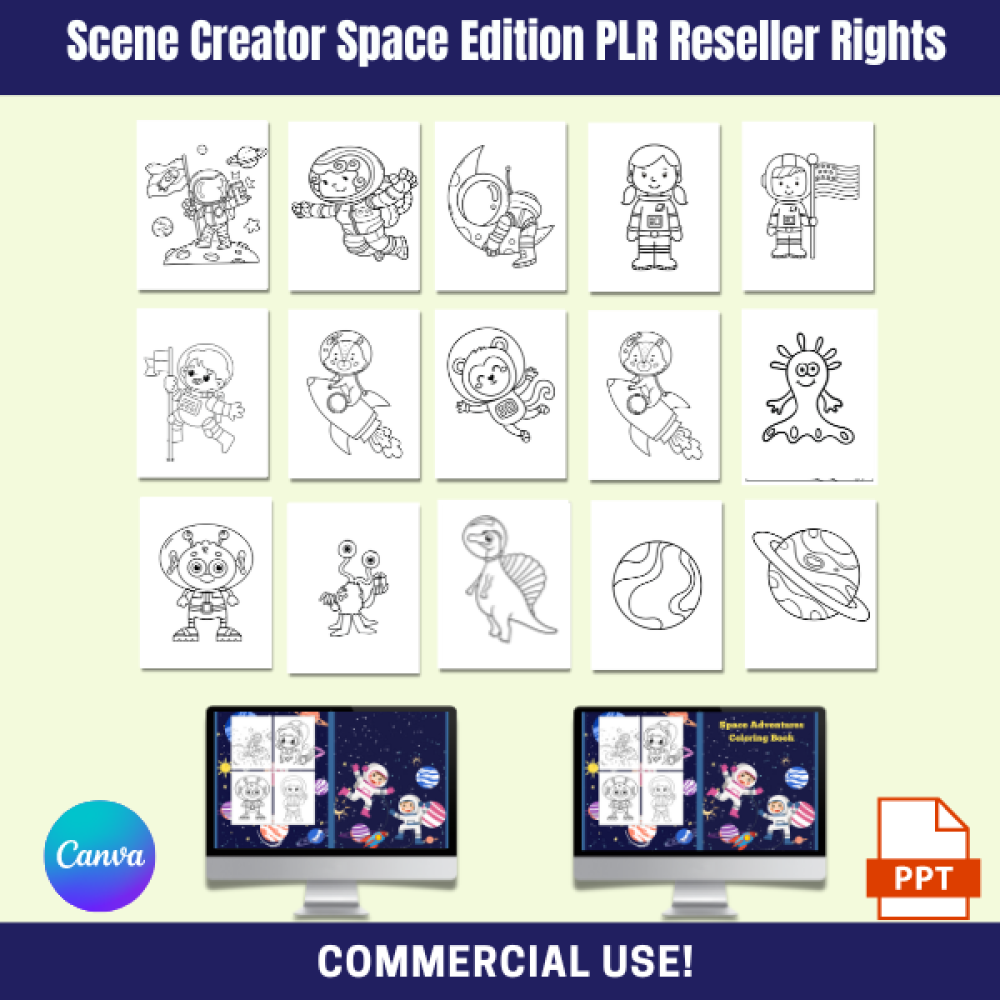 Scene Creator for Coloring Books - Space  Edition PLR