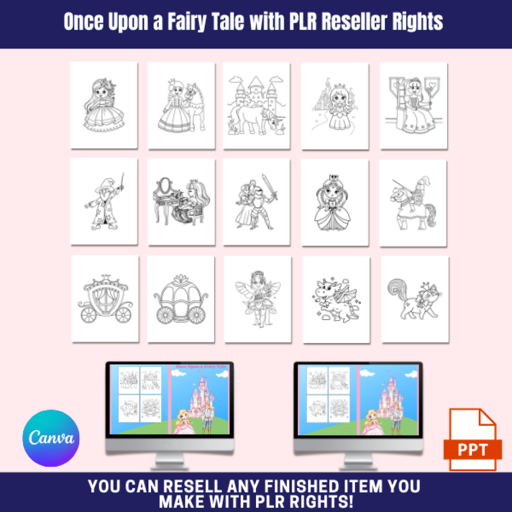 Once Upon A Fairy Tale Coloring Pack With PLR Reseller Rights