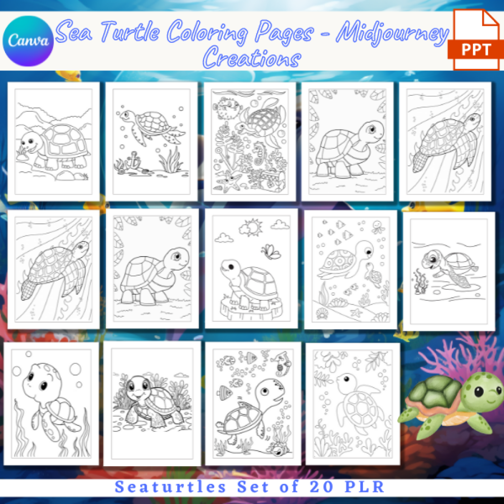 Sea Turtles Coloring Pack PLR