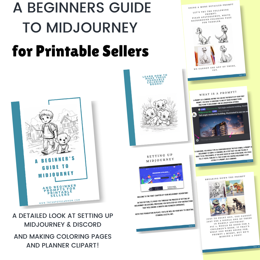 A Beginners Guide to Midjourney - Beginner Prompts for Printable Sellers!