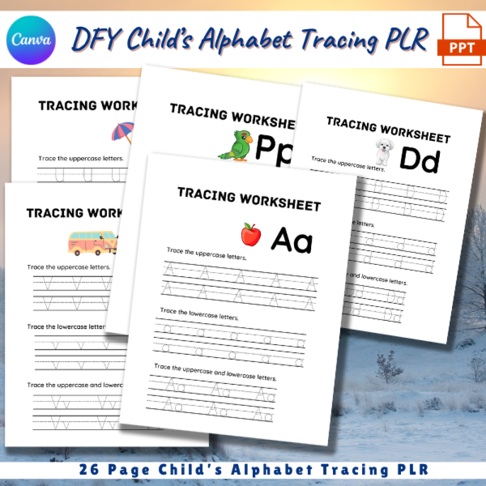 DFY Alphabet Tracing Worksheets PLR