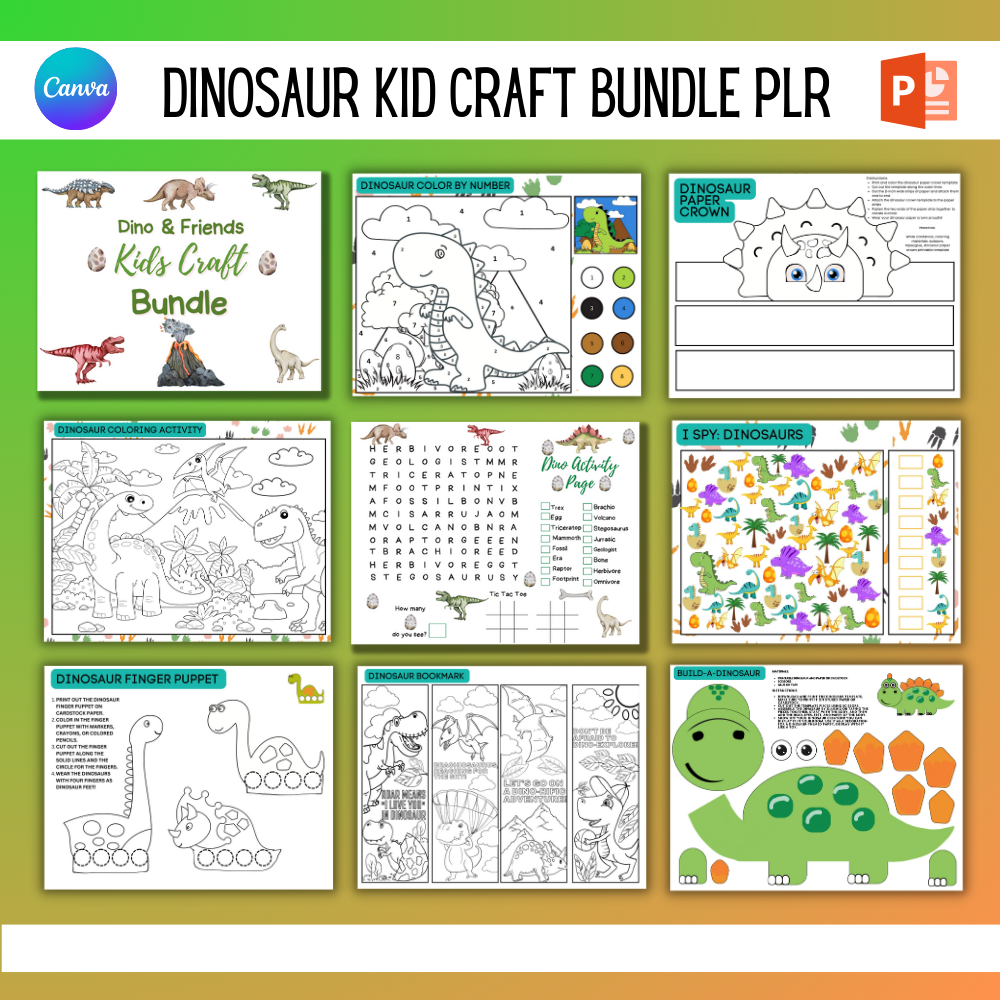DFY Dinosaur Kid's Craft Bundle PLR