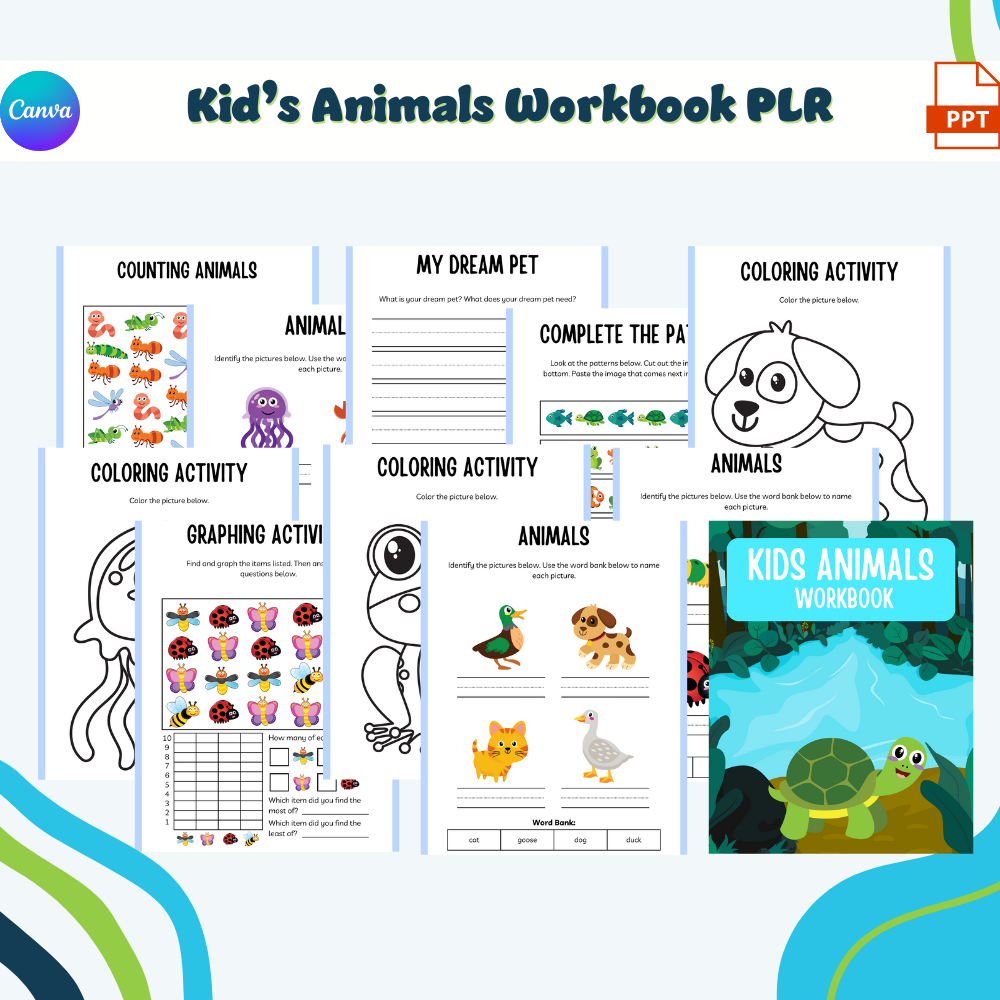 DFY Kid's Animals Workbook PLR