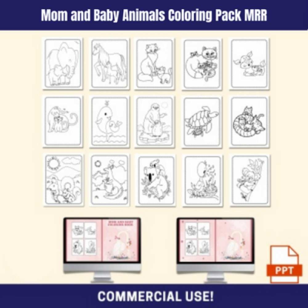 DFY Mom and Baby Animal Coloring Pack MRR