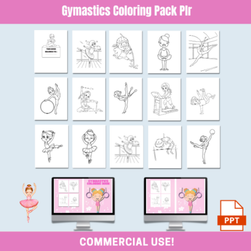 DFY Gymnastics No Borders Coloring Pack PLR