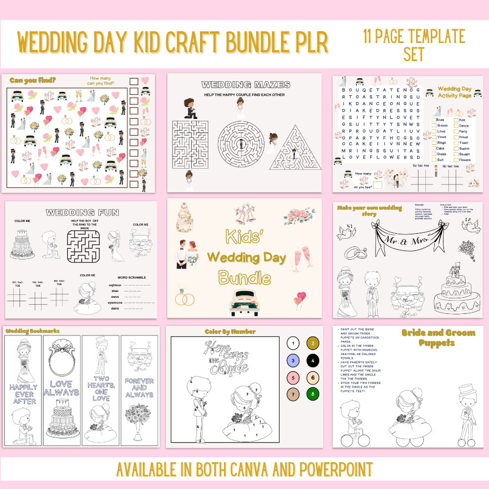 DFY Kid's Wedding Day Craft Bundle PLR
