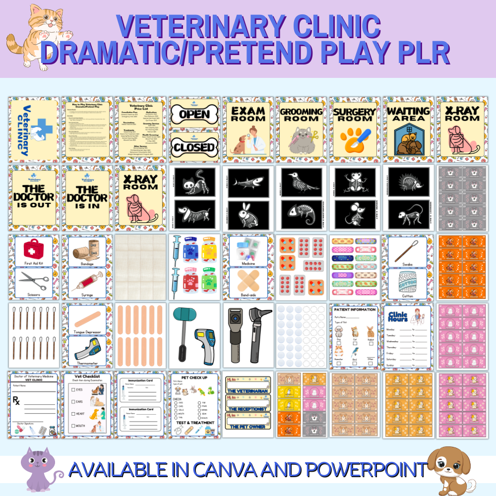 Vet Clinic Pretend Play Printables PLR