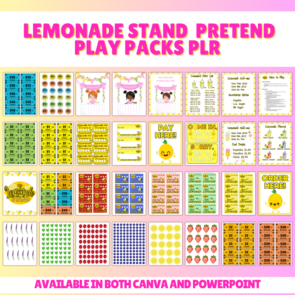 Lemonade Stand Pretend Play Packs PLR