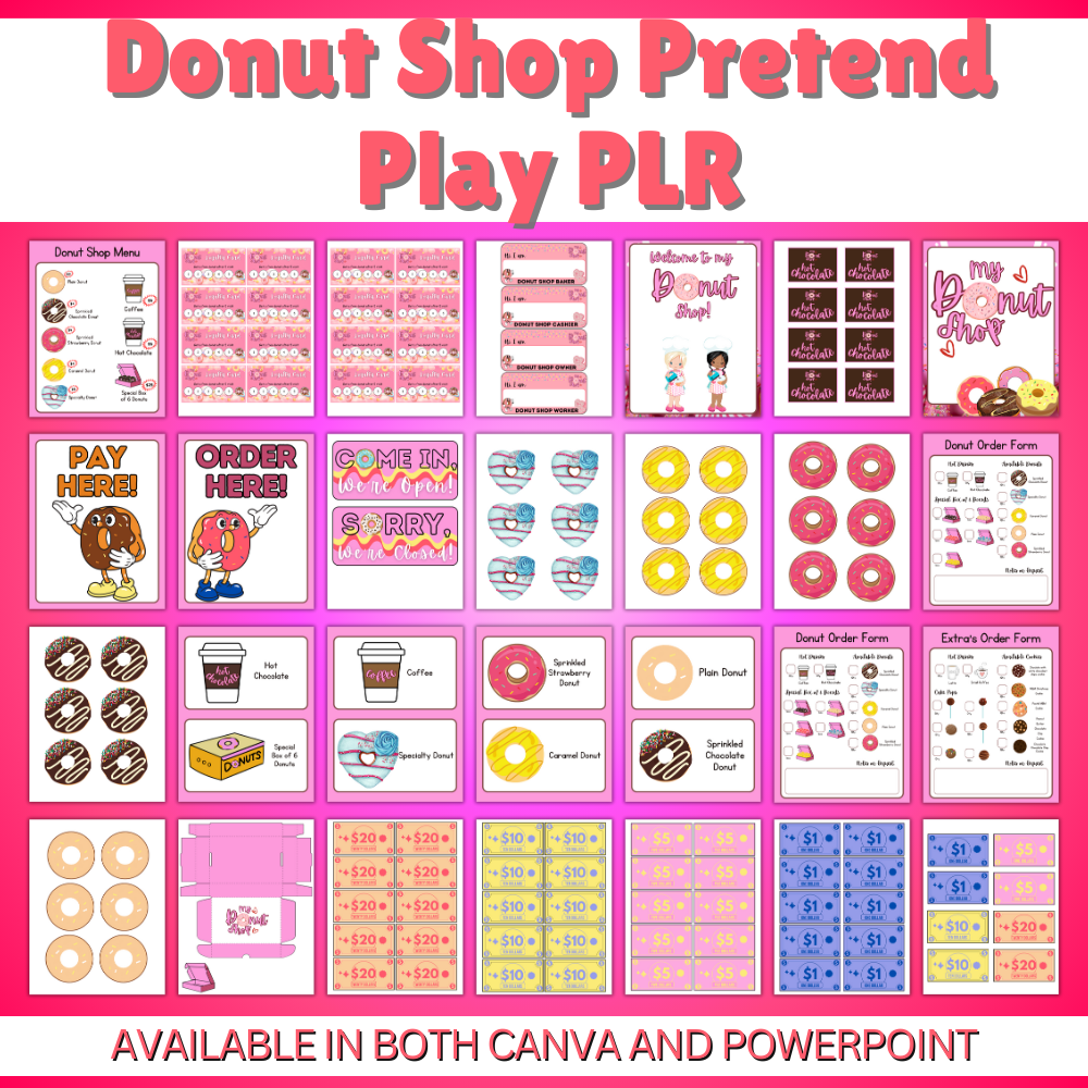 Donut Shop Pretend Play Printable Pack PLR