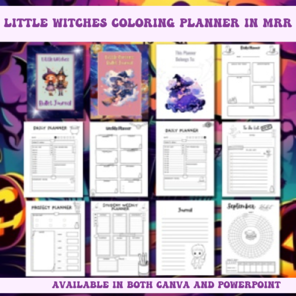 DFY Little Witches and Sorcerer's Coloring Planner in MRR