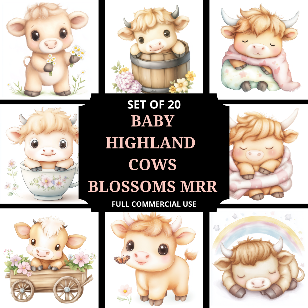 Baby Highland Cows Blossoms MRR