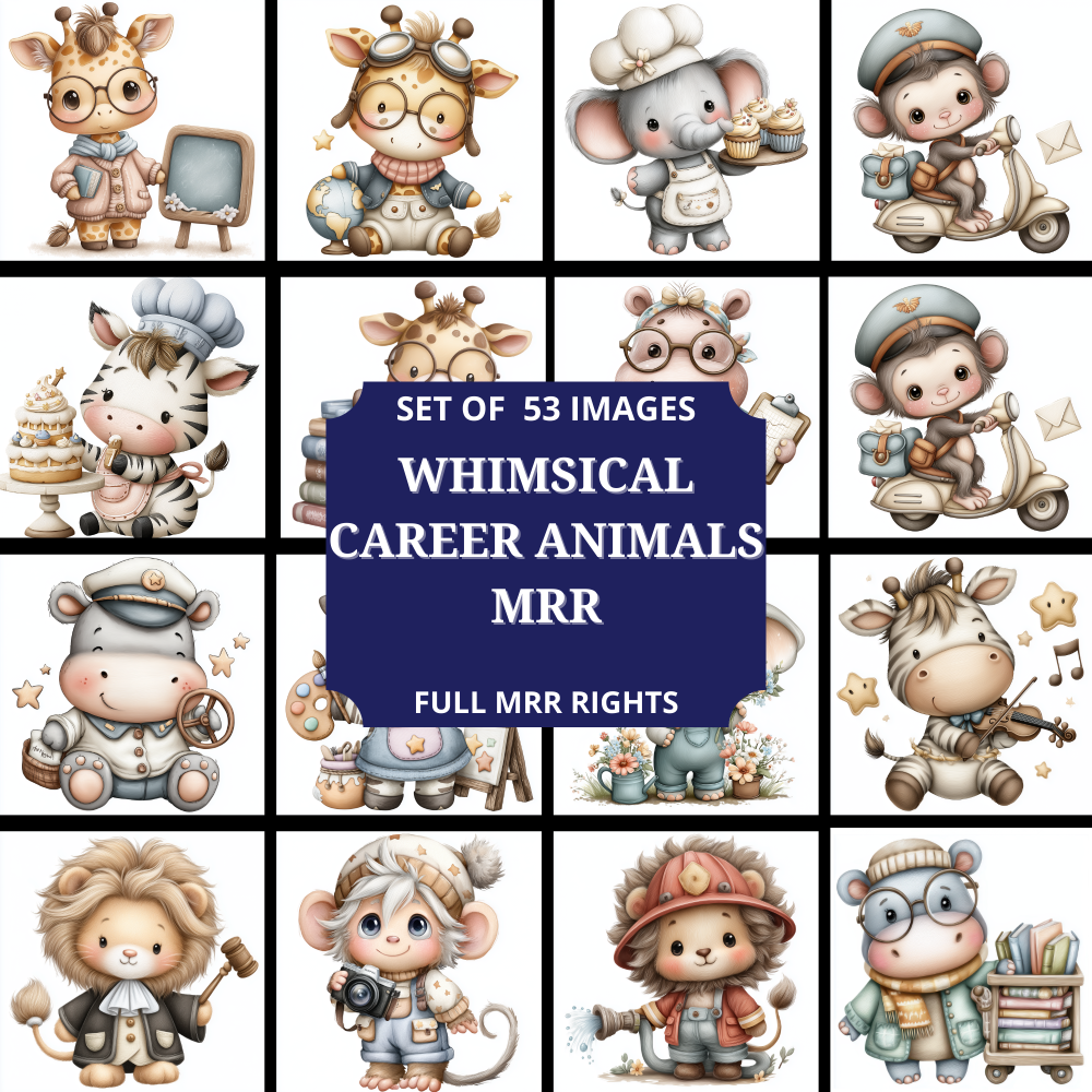 Whimsical Career Animals Clipart Pack in MRR