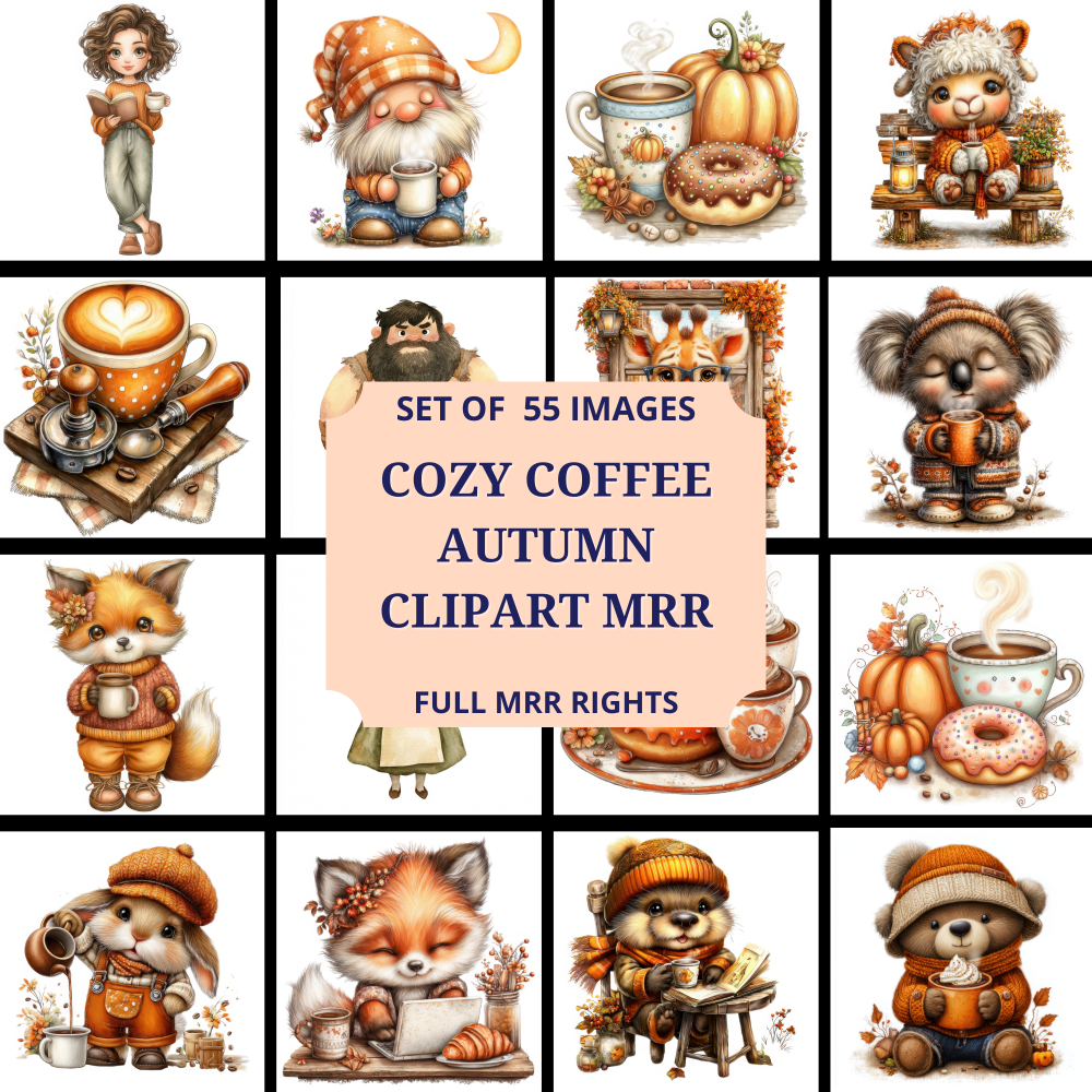 🎃☕ Fall Latte Friends Clipart Set (MRR) ☕🎃