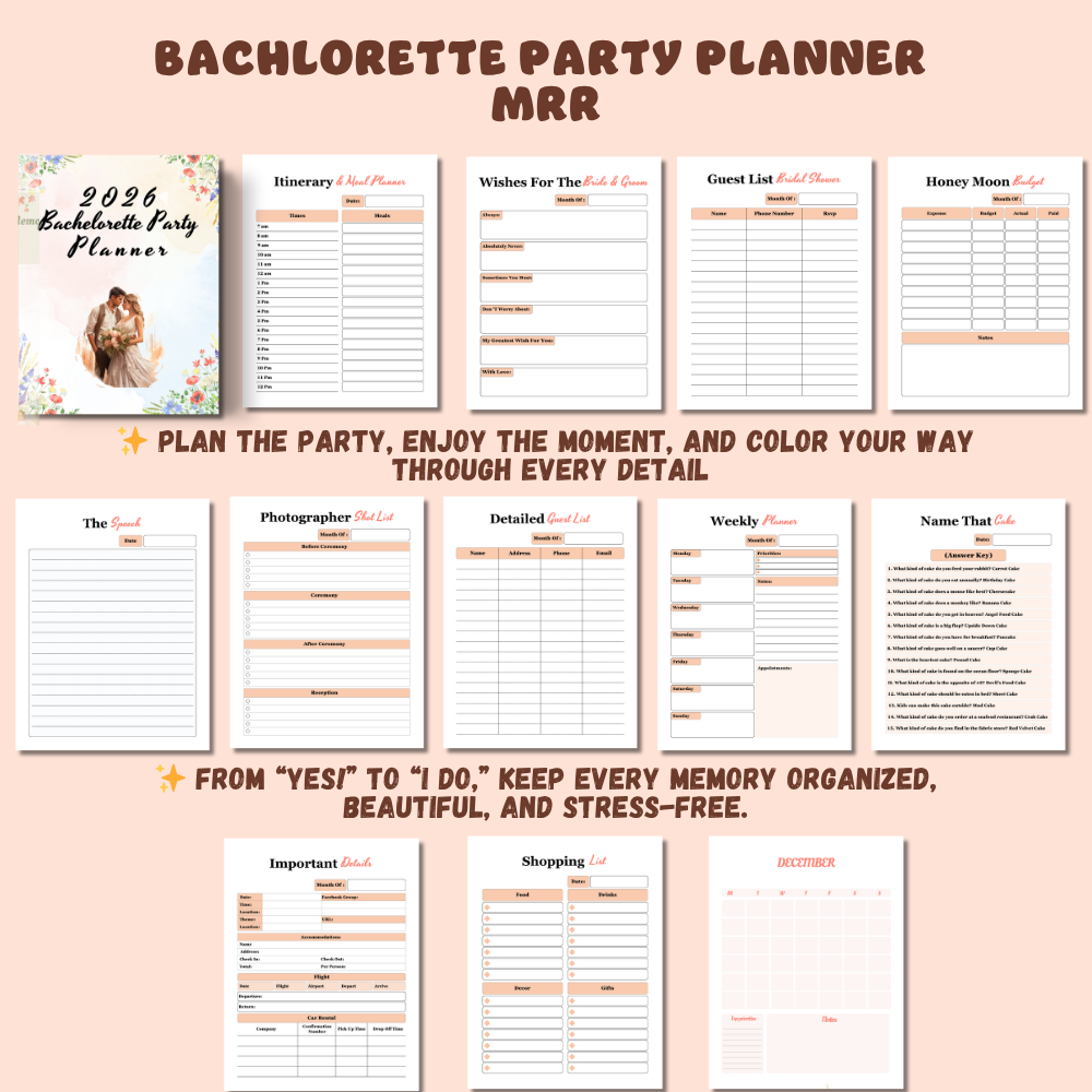 Bachlorette Party Planner MRR