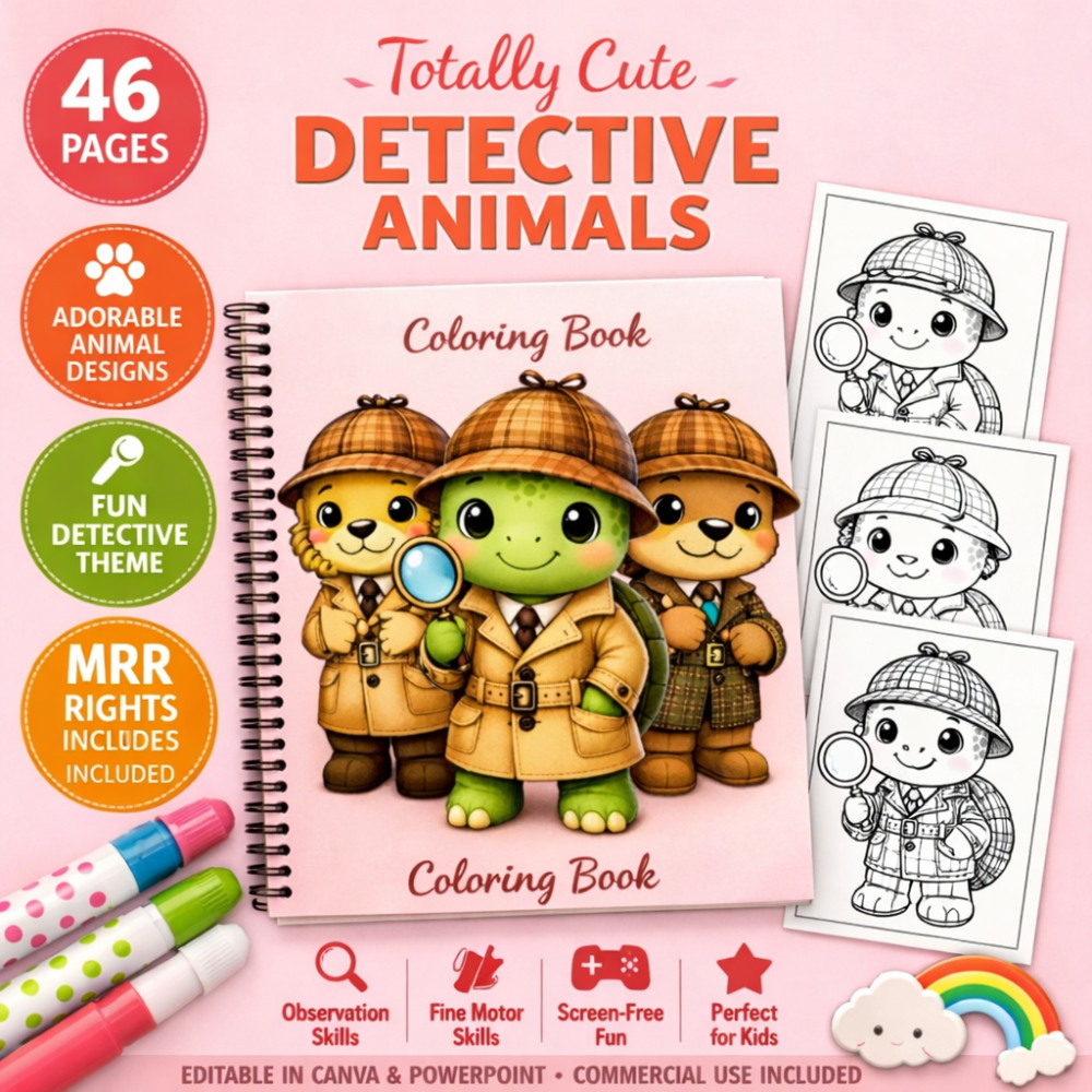 Totally Cute Detective Animal Coloring Pack MRR
