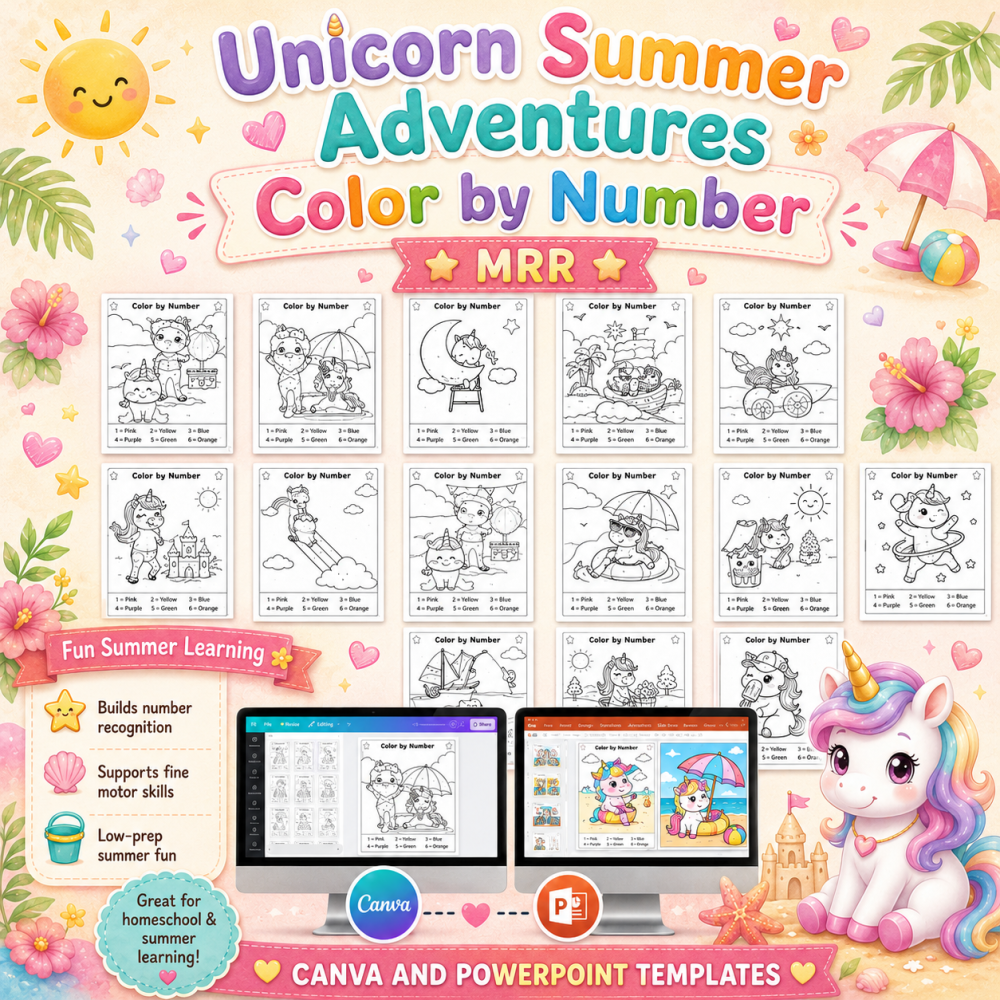 Unicorns Summer Adventure Color By Number MRR
