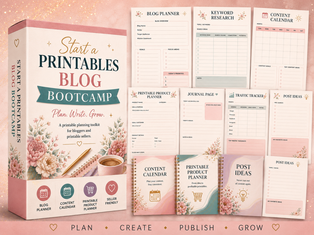Start a Printables Blog Boot Camp! 1 week Bootcamp to kickstart your printables blog!