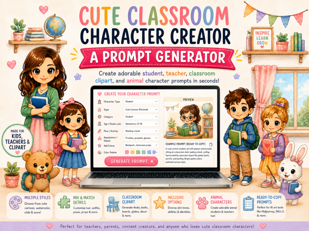🎒✨ Cute Classroom Character Creator ✨🎒