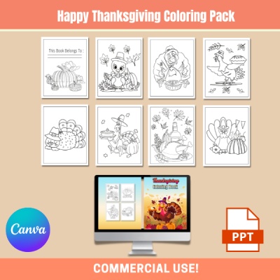A Happy and Cute Thanksgiving Coloring Pack