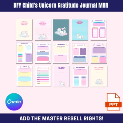 DFY Child's Unicorn Gratitude Journal/Planner MRR